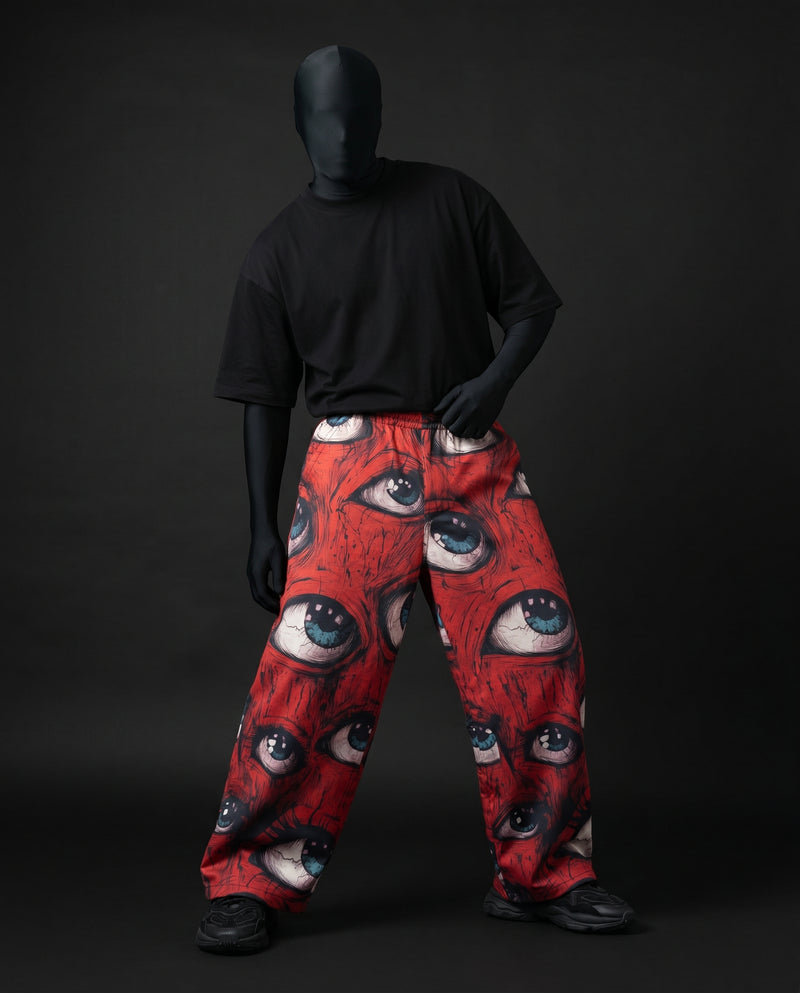 Ocular Crimson Wide Leg Trousers