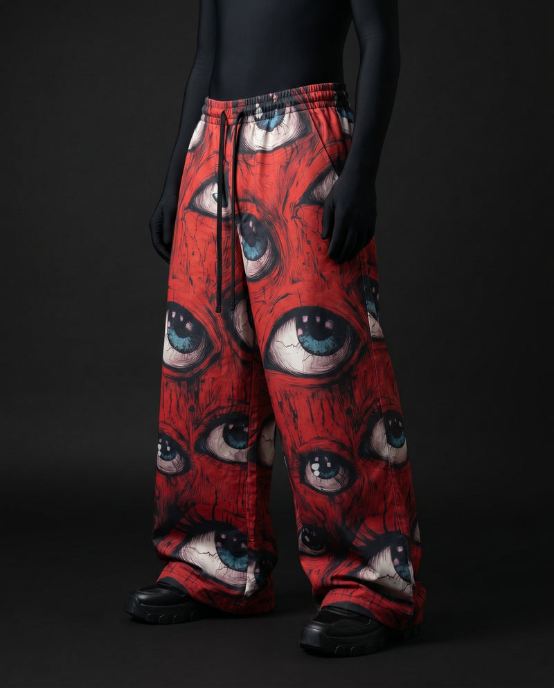 Ocular Crimson Wide Leg Trousers