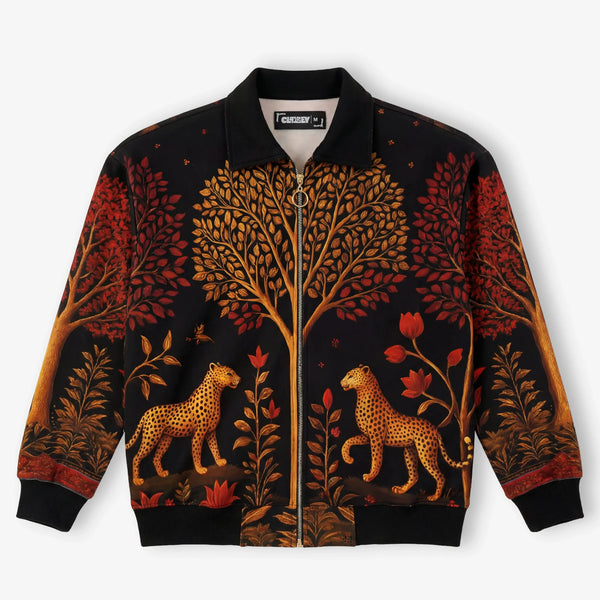Artistic Wildwood Leopard Fur-Lined Zip-Up Jacket