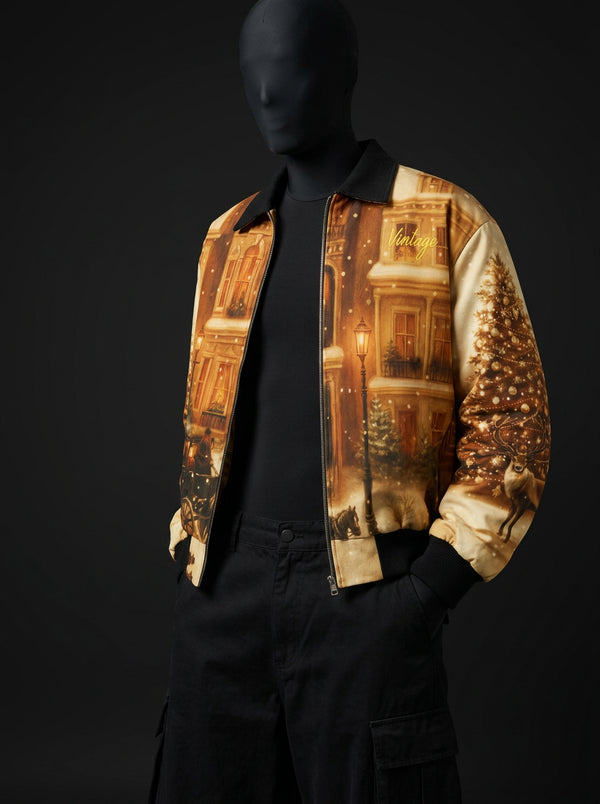 Vintage Golden Hour Fur-Lined Zip-Up Jacket