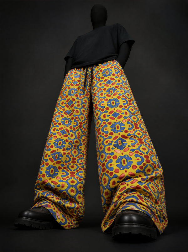 Neon Mosaic Wide Leg Trousers .