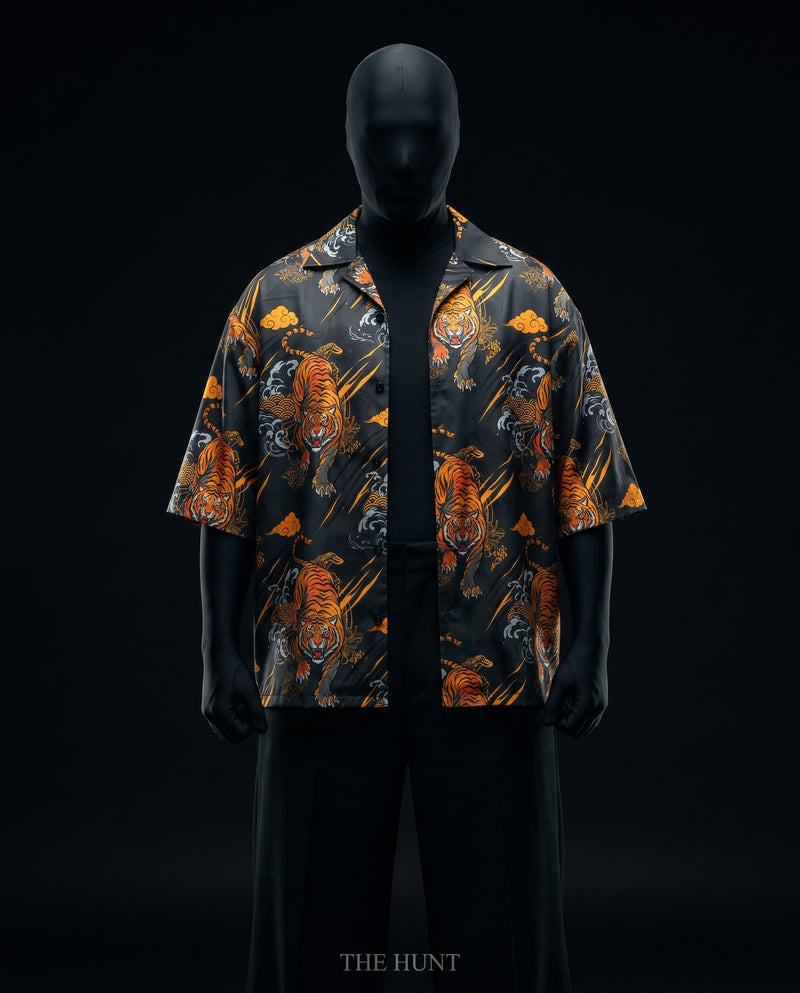Rebellion Tiger Boxy-Fit Cuban Shirt