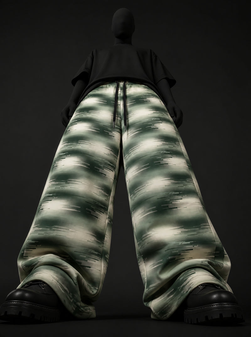 Glitch Moss Wide Leg Trousers.