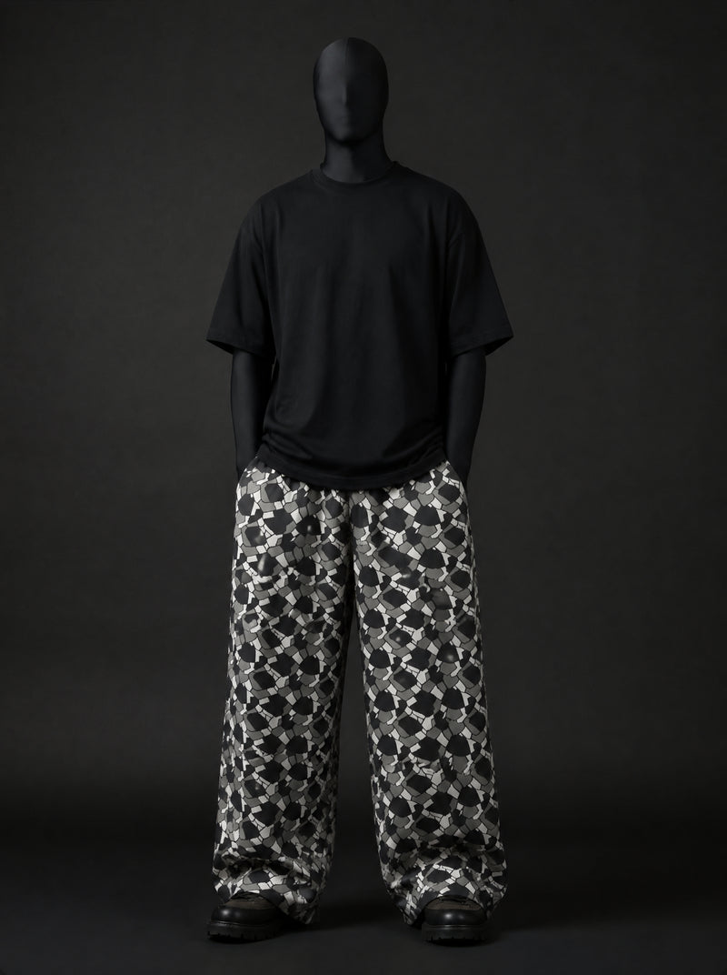 Geometric Symmetry Wide Leg Trousers