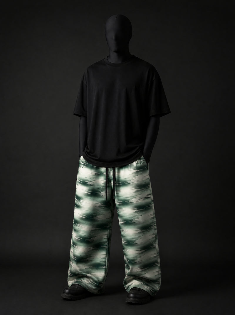 Glitch Moss Wide Leg Trousers.