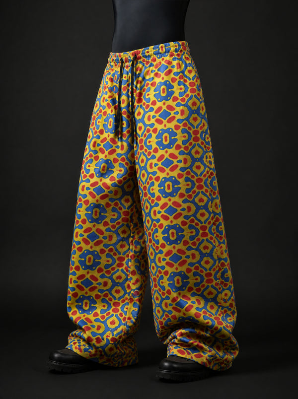 Neon Mosaic Wide Leg Trousers .