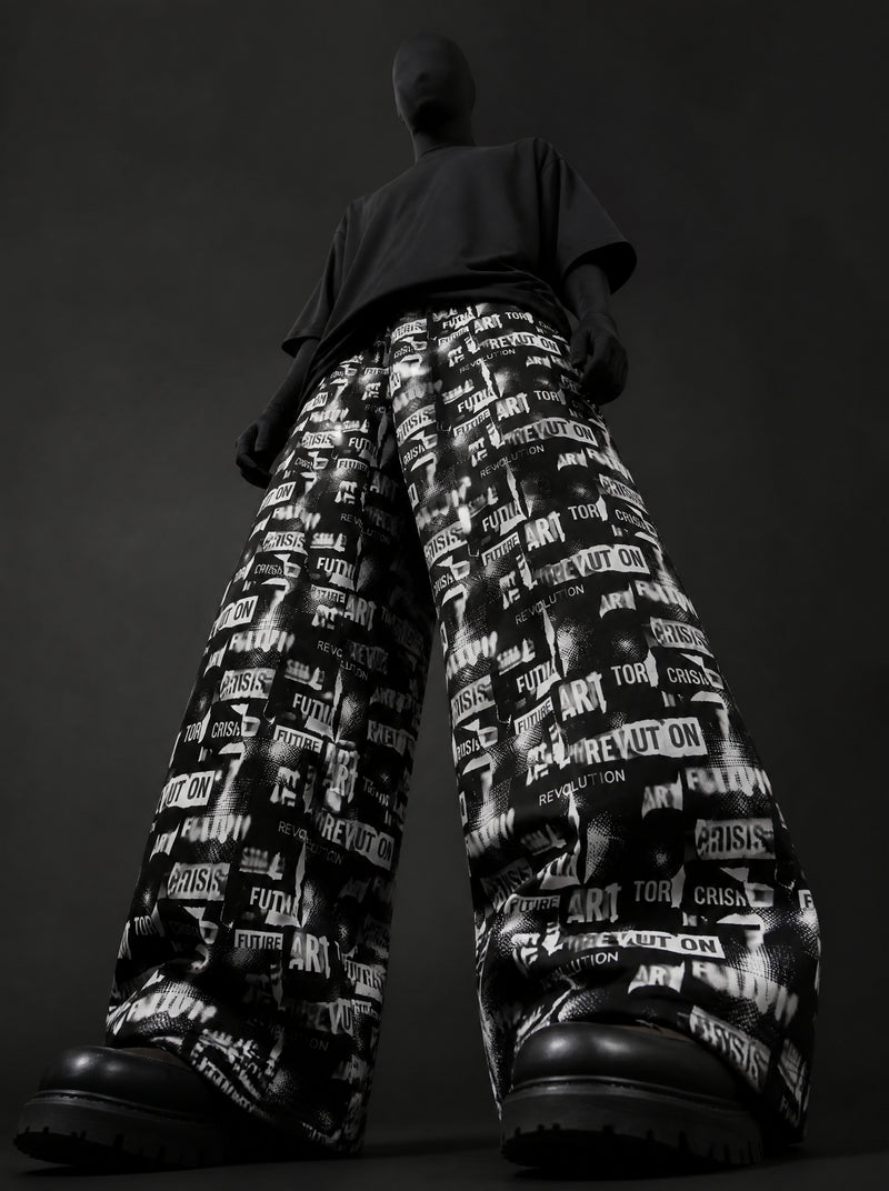Revolt Typography Wide Leg Trousers