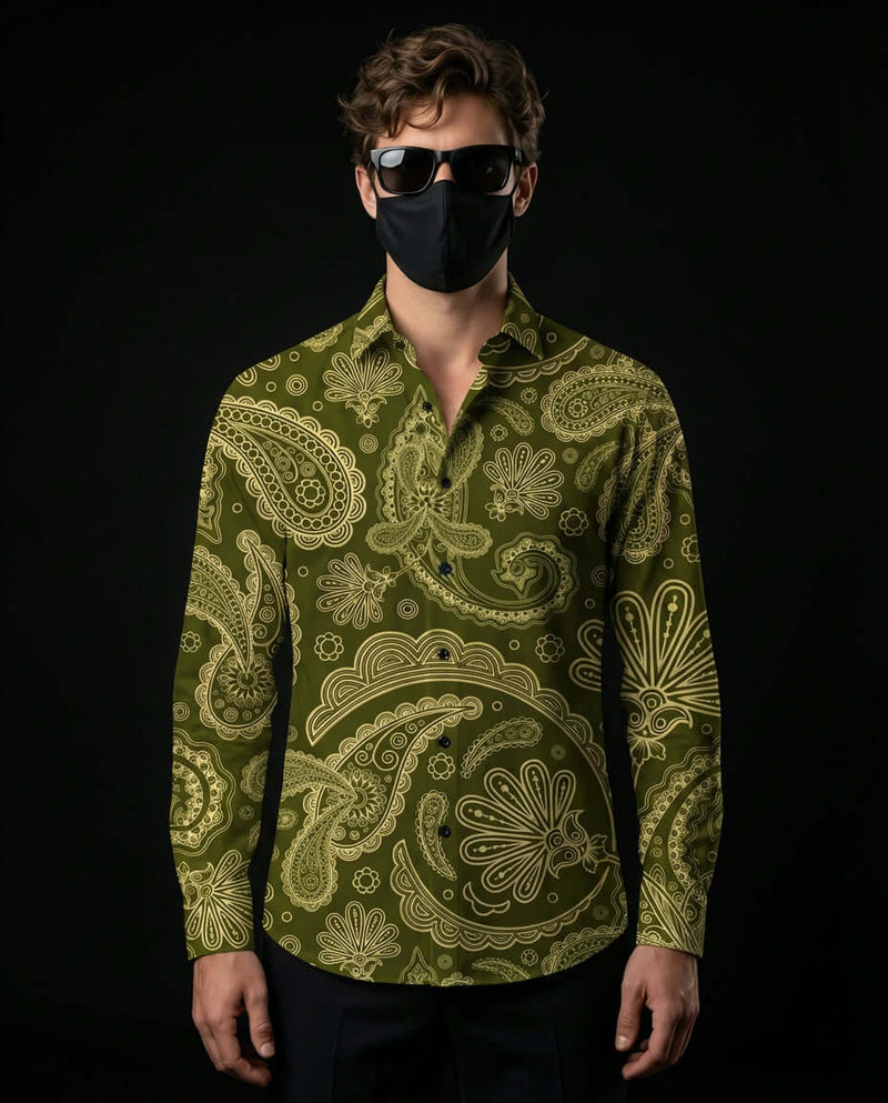 Sage Serpent Premium Paisley Cotton Shirt