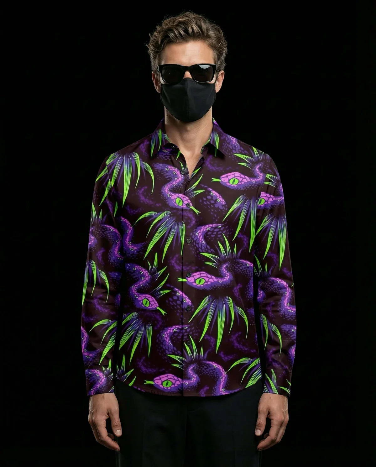 Abyssal Tide Premium Neon Serpent Cotton Shirt