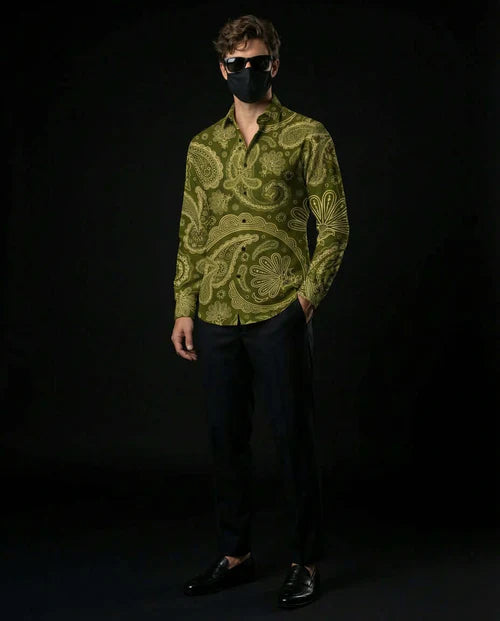 Sage Serpent Premium Paisley Cotton Shirt