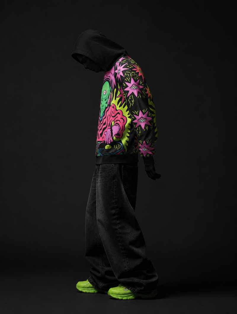 Neon Alien DJ Signature Baggy Hoodie