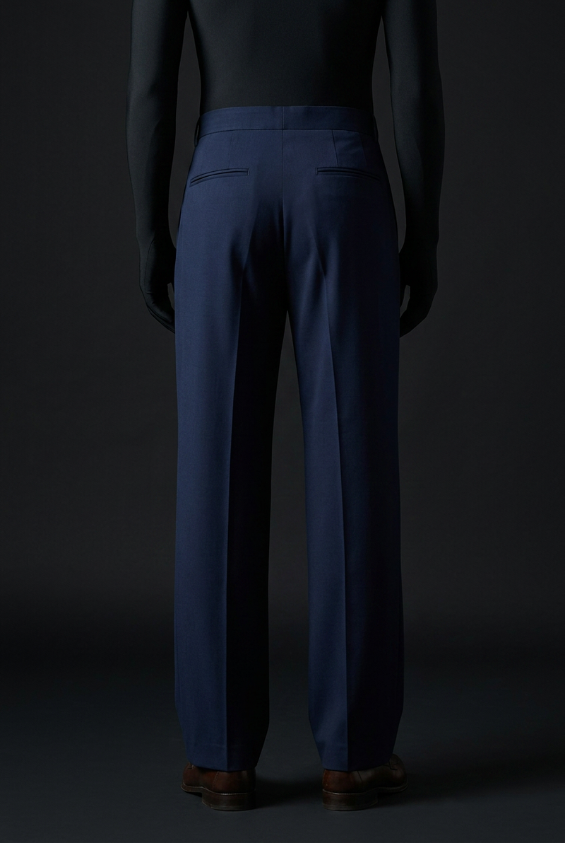 Pleated Structured Wide-Leg Trouser - Midnight Navy