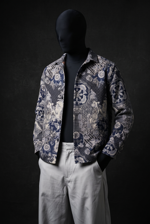 Navy Nebula Luxury Tapestry Overshirt