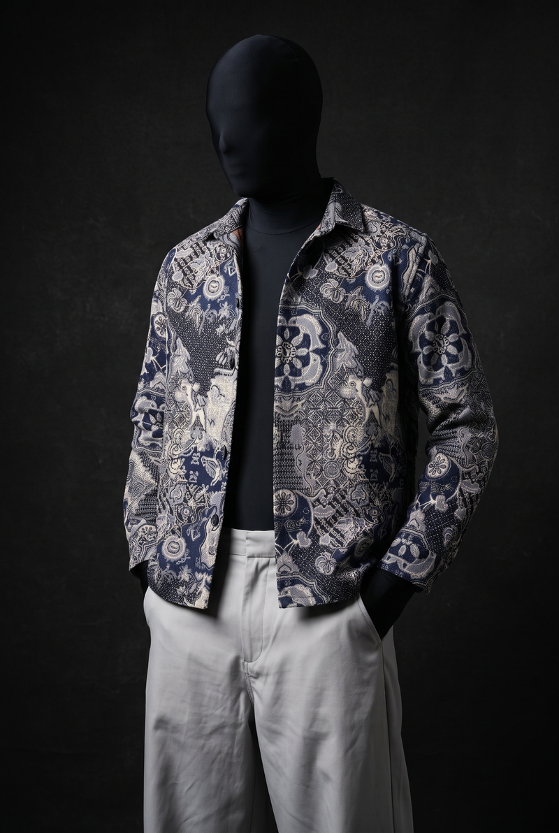Navy Nebula Luxury Tapestry Overshirt