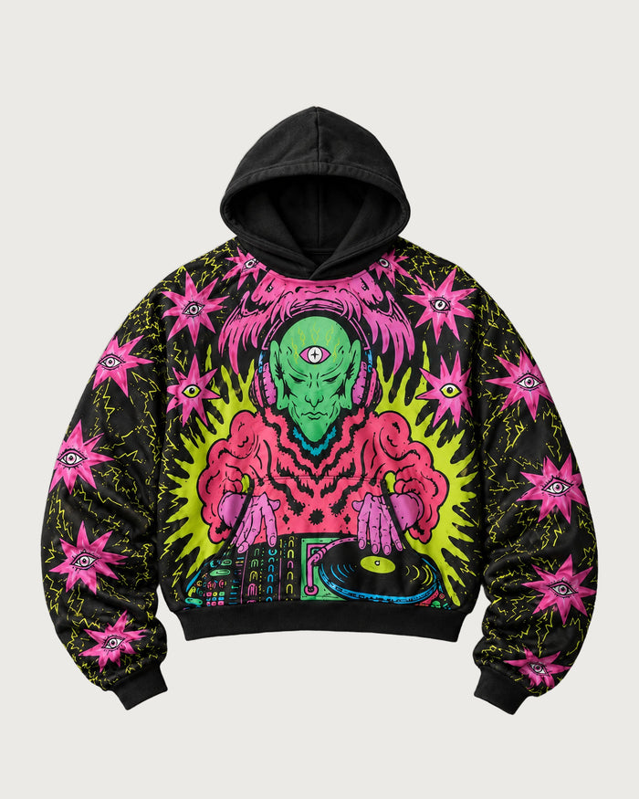 Neon Alien DJ Signature Baggy Hoodie