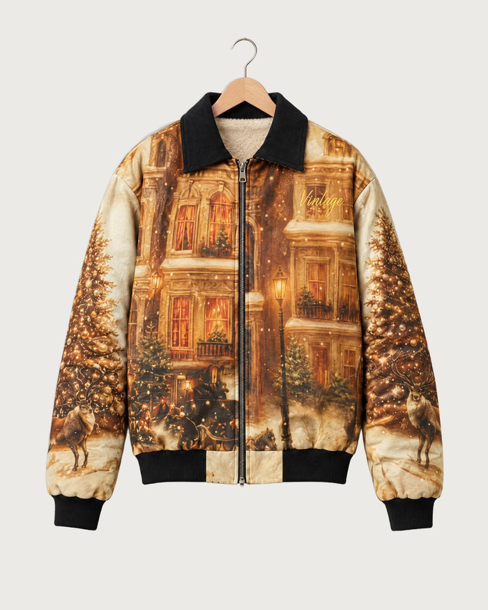 Vintage Golden Hour Fur-Lined Zip-Up Jacket