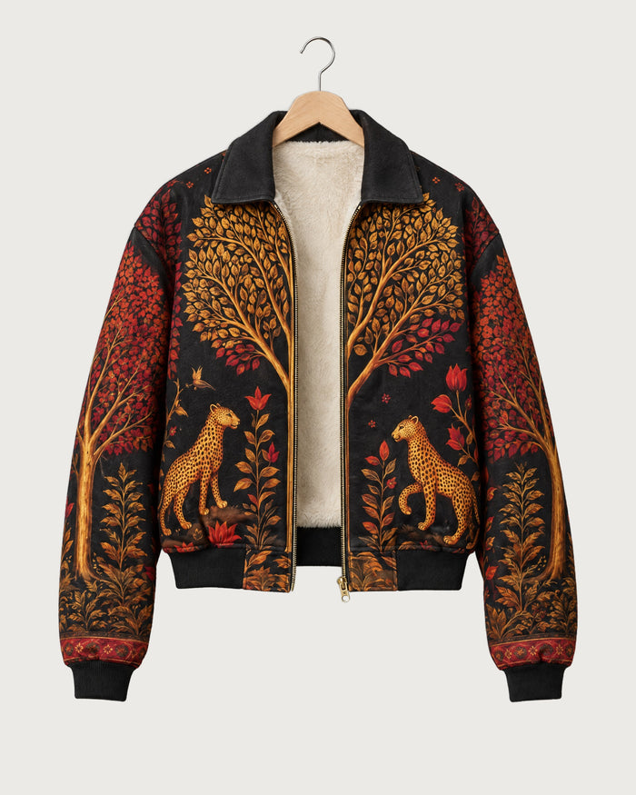 Artistic Wildwood Leopard Fur-Lined Jacket