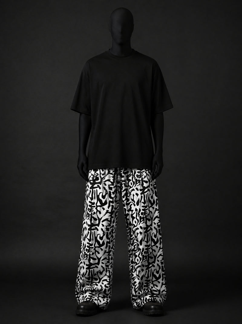 Urban Calligraphy Wide Leg Trousers | CLAZZEY