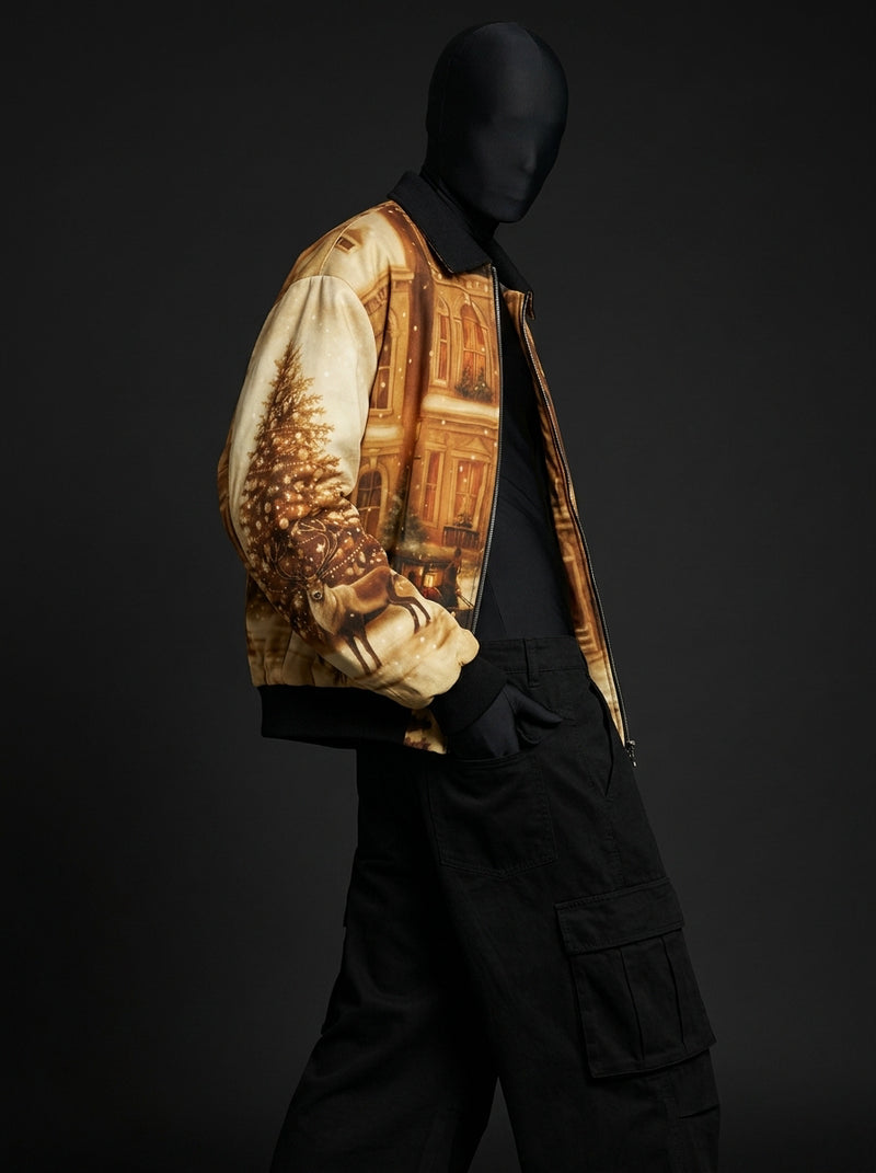 Vintage Golden Hour Fur-Lined Zip-Up Jacket