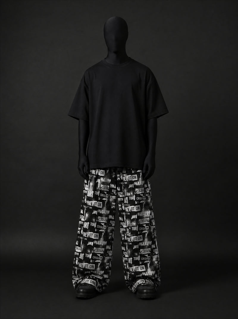 Revolt Typography Wide Leg Trousers