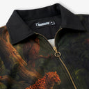 Fur-Lined Leopard Print Jacket - Morass Deep Jungle