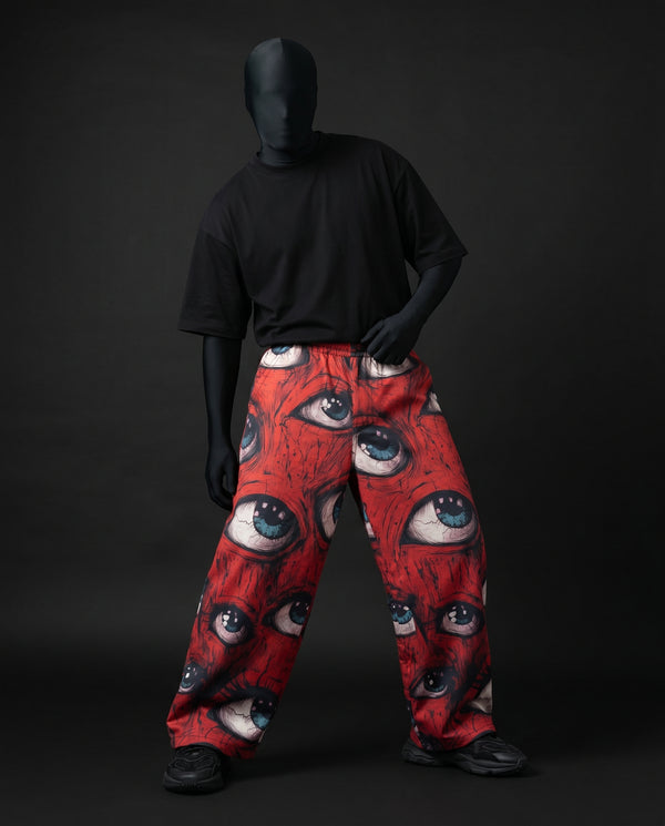 Ocular Crimson Wide Leg Trousers