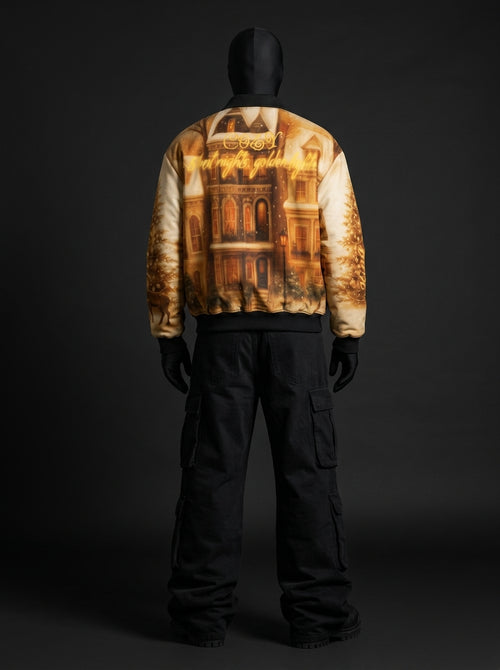 Vintage Golden Hour Fur-Lined Zip-Up Jacket