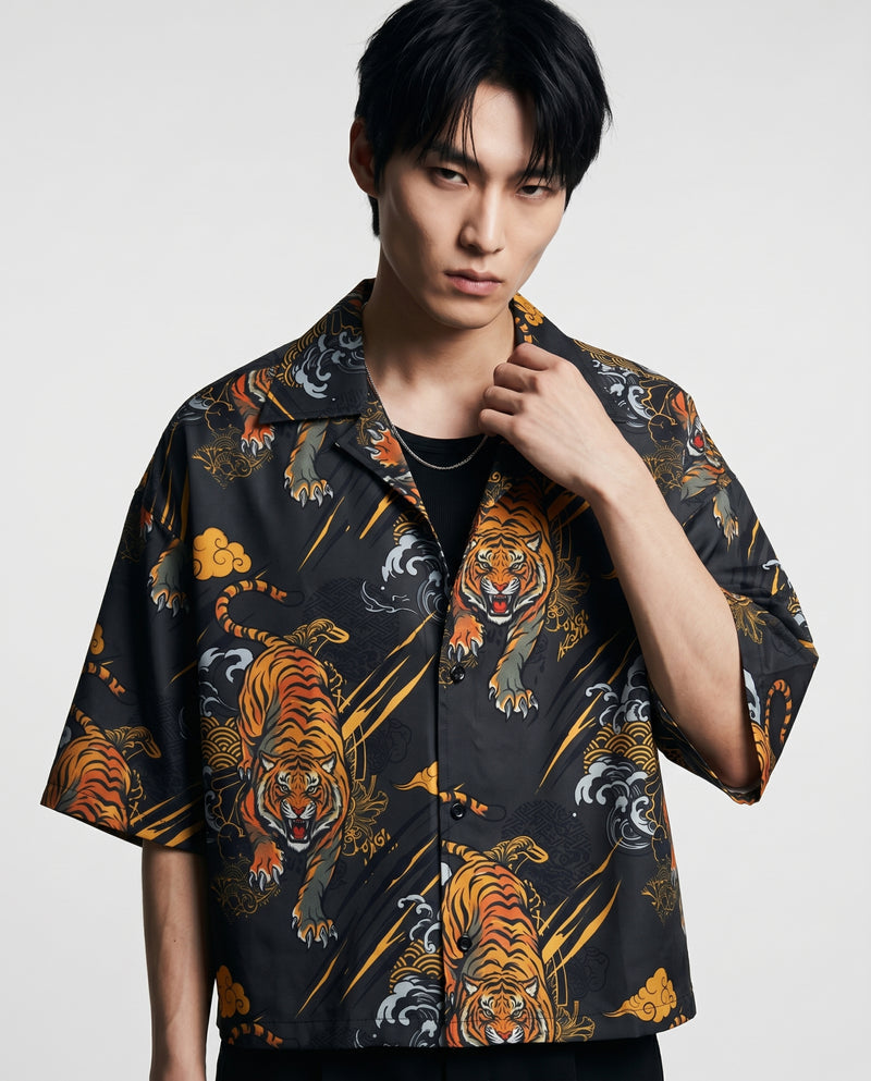 The Rebellion Tiger Boxy-Fit Cuban Shirt