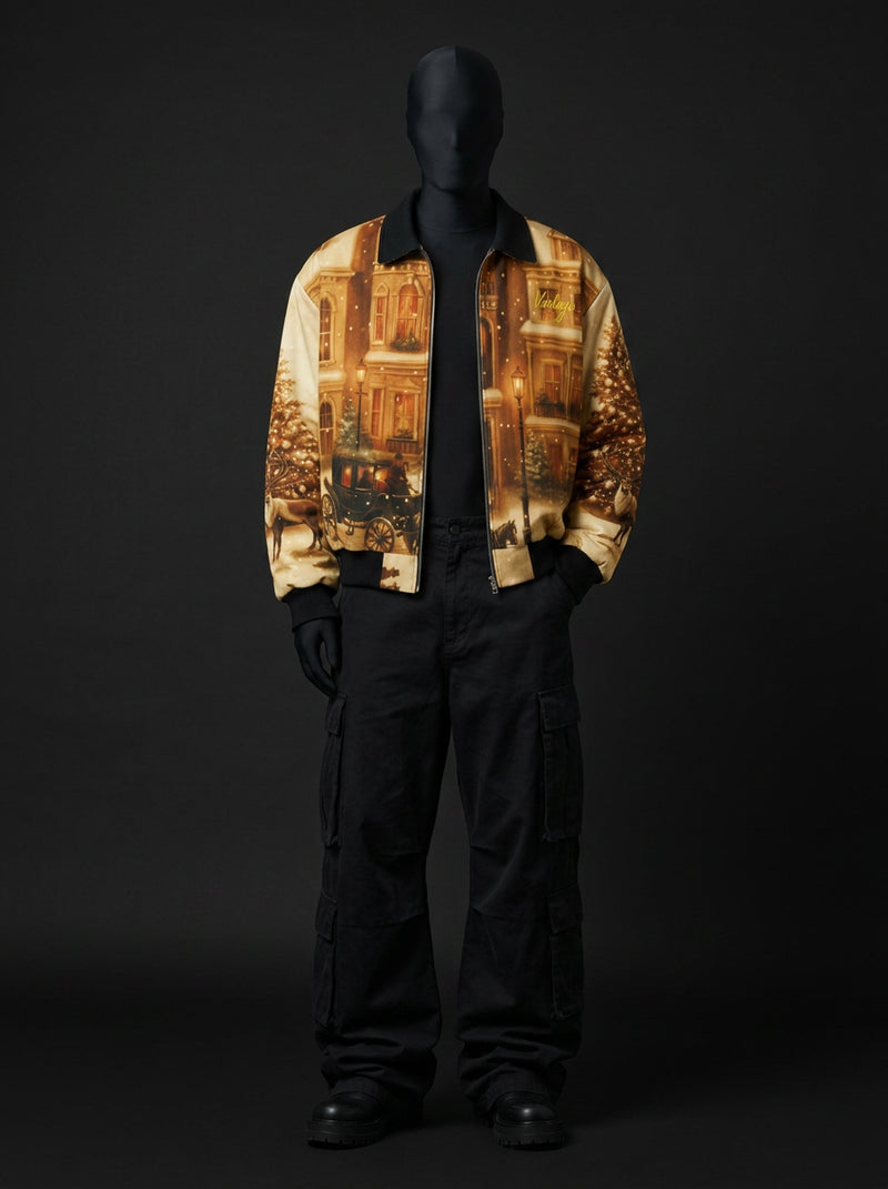 Vintage Golden Hour Fur-Lined Zip-Up Jacket