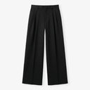 Pleated Structured Wide-Leg Trouser - Obsidian Black CLAZZEY