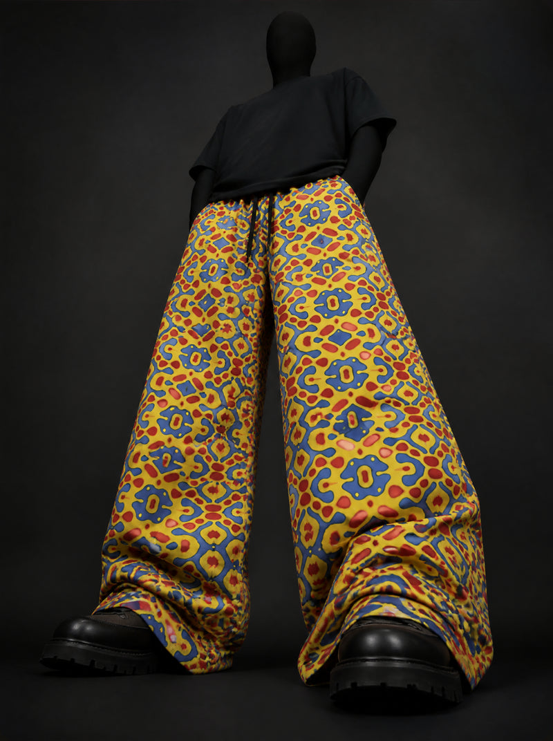 Neon Mosaic Wide Leg Trousers .