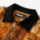 Fur-Lined Zip-Up Jacket  - Vintage Golden Hour