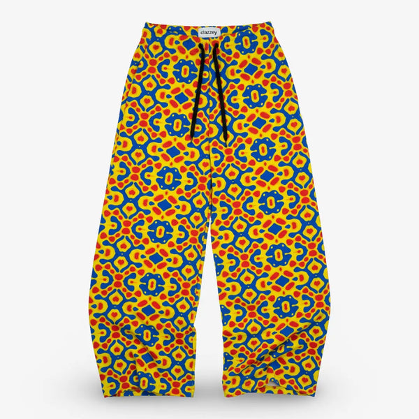 Neon Mosaic Wide Leg Trousers .