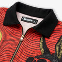 Red Wave Graphic Zip-Up Jacket - Fur Lined