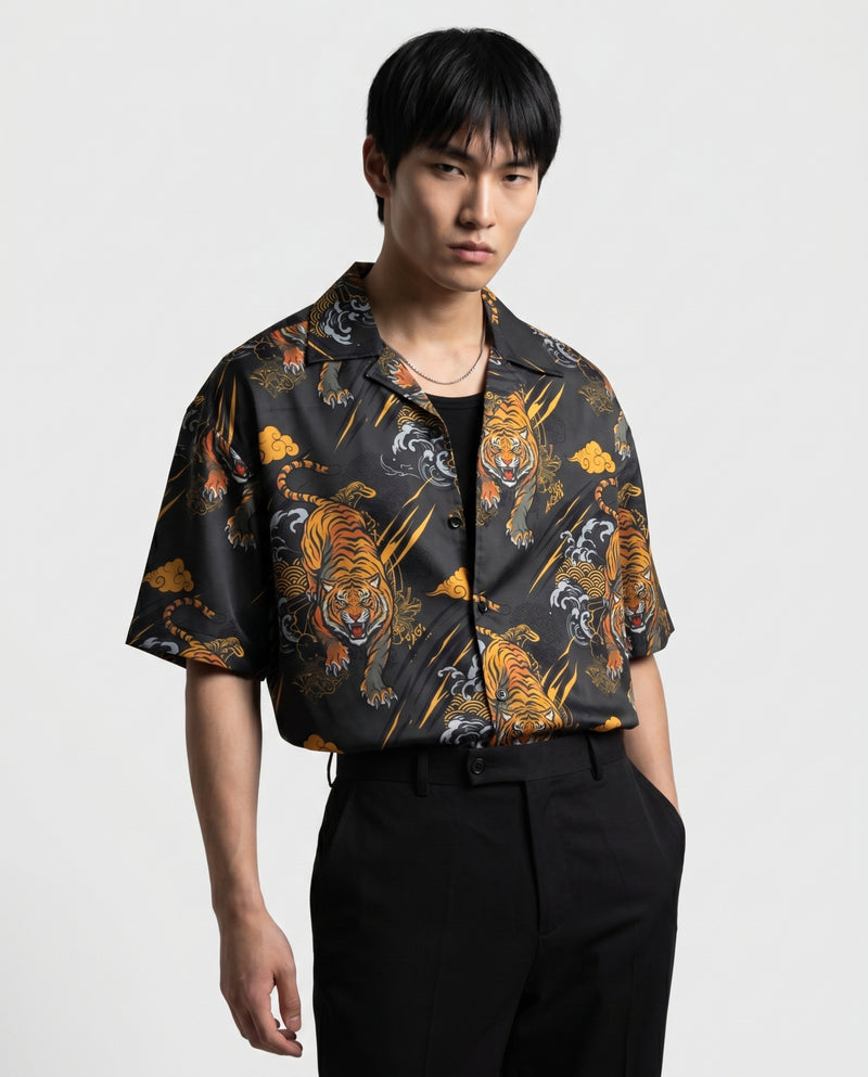 The Rebellion Tiger Boxy-Fit Cuban Shirt