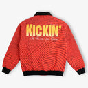 Red Wave Graphic Zip-Up Jacket - Fur Lined
