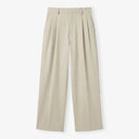Pleated Structured Wide-Leg Trouser - Ecru Cream CLAZZEY