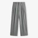 Pleated Structured Wide-Leg Trouser - Steel Anthracite CLAZZEY