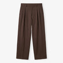Pleated Structured Wide-Leg Trouser - Deep Walnut CLAZZEY