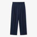 Pleated Structured Wide-Leg Trouser - Midnight Navy CLAZZEY