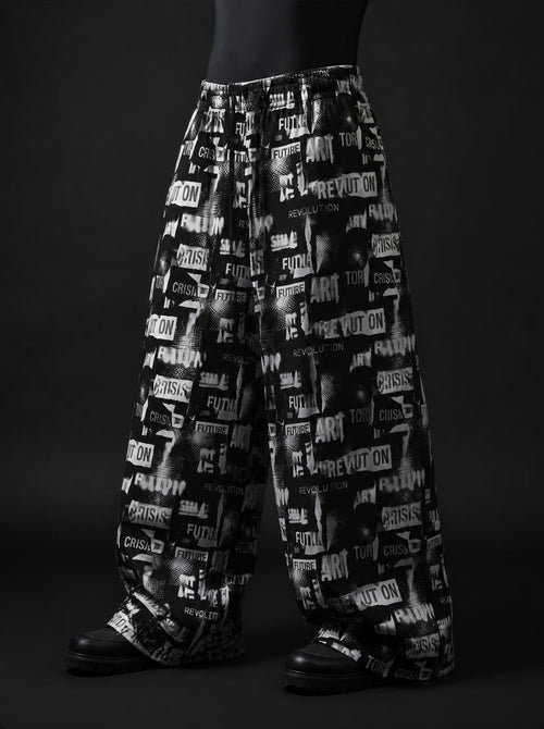 Revolt Typography Wide Leg Trousers