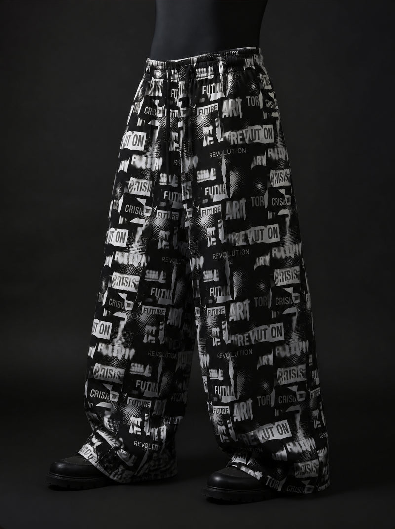 Revolt Typography Wide Leg Trousers