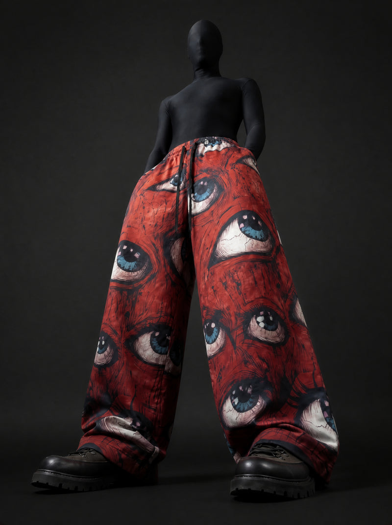 Ocular Crimson Wide Leg Trousers
