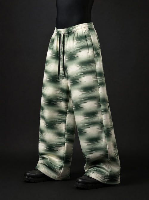 Glitch Moss Wide Leg Trousers.