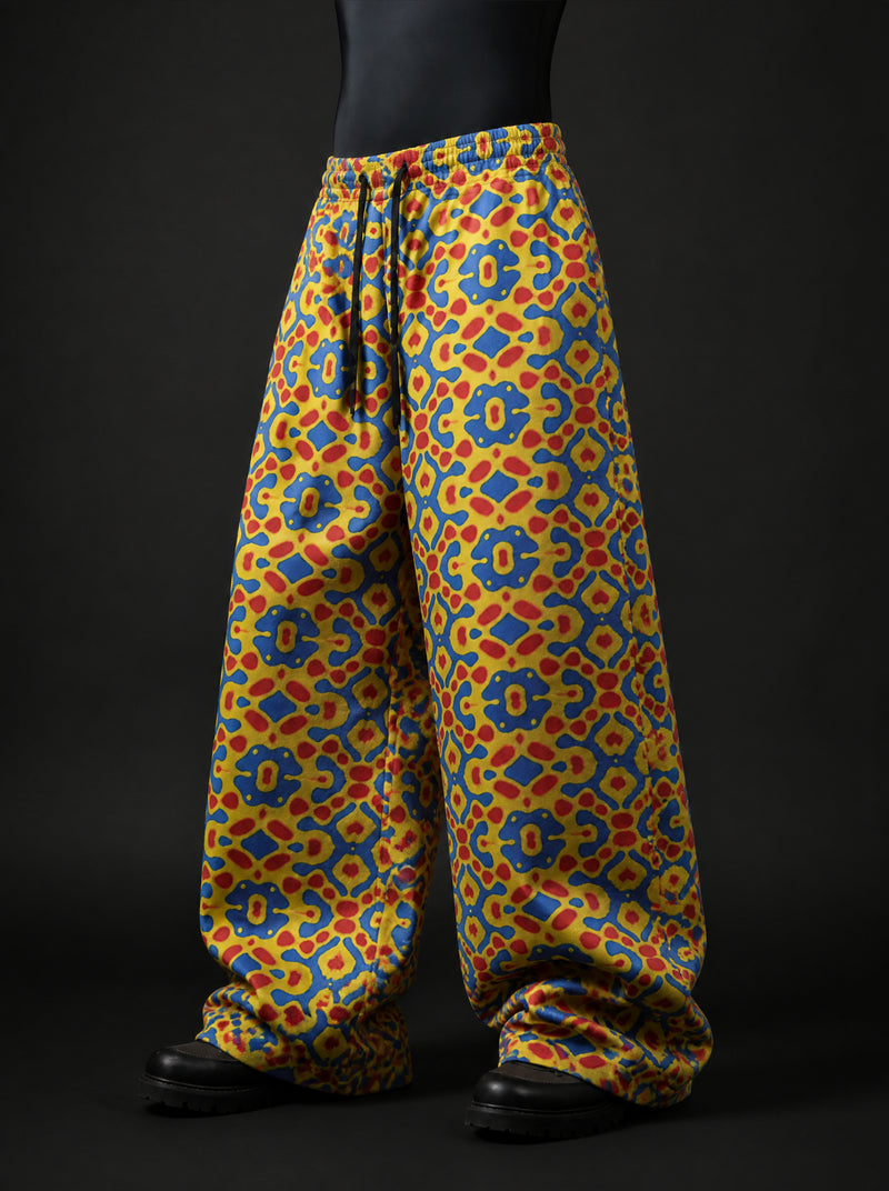 Neon Mosaic Wide Leg Trousers .