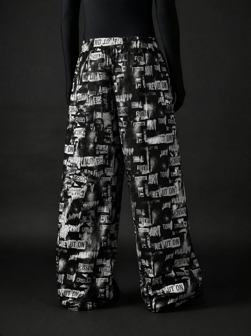Revolt Typography Wide Leg Trousers