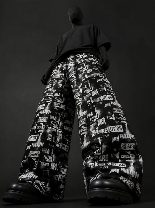 Revolt Typography Wide Leg Trousers