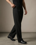 Pleated Structured Wide-Leg Trouser - Obsidian Black CLAZZEY