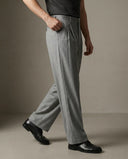 Pleated Structured Wide-Leg Trouser - Steel Anthracite CLAZZEY