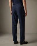 Pleated Structured Wide-Leg Trouser - Midnight Navy CLAZZEY